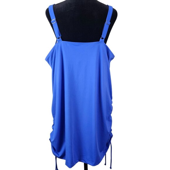 Swimsuits For All Womens Halter Swim Dress Ruched Sides Built-In Bra Size 22 - Picture 2 of 8